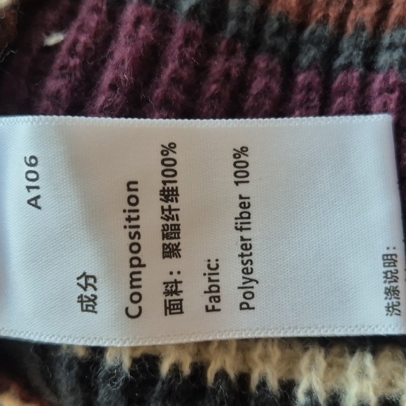 Striped Knit Sweater in Navy and Burgundy Sz M (No Brand) Very Very Soft Unisex - Picture 6 of 8